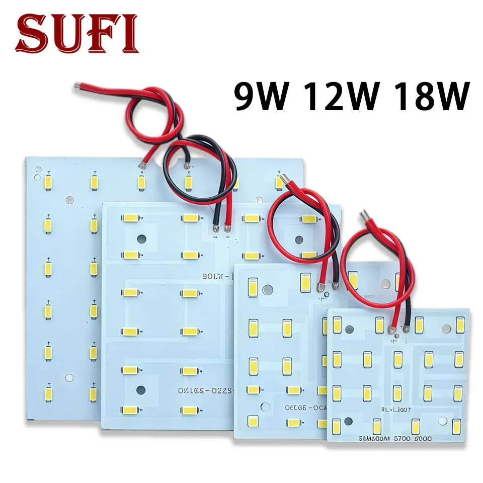 5Pcs LED Ceiling Light Renovation LED Chip 9W 12W 18W Square Bead Light Panel With 15CM Cable Kitchen And Bathroom Light Board