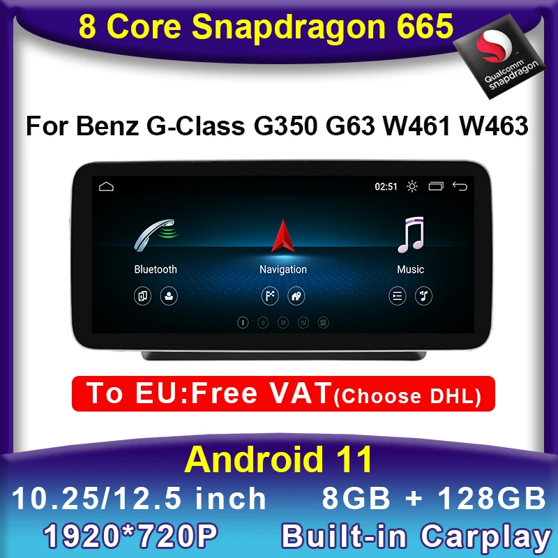 Android 11 Snapdragon 8 Core CPU 8+128G Car DVD Multimedia Player GPS For Mercedes Benz G Class W461 W463 2016 2017 Radio Stereo