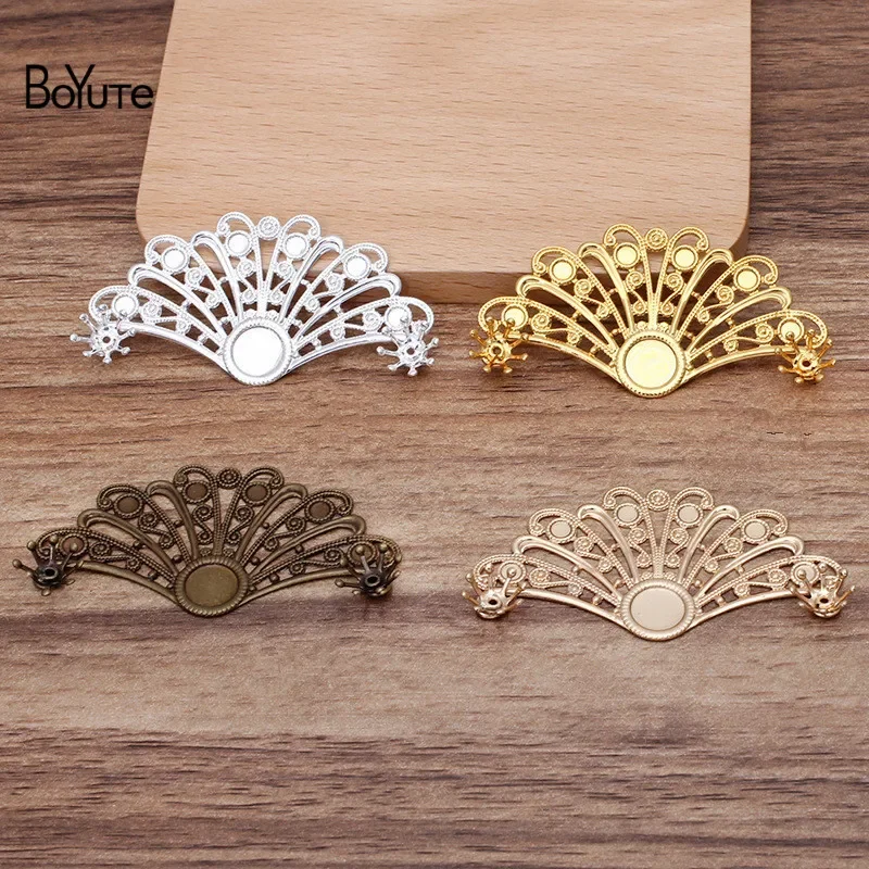 BoYuTe (20 Pieces/Lot) 29*55MM Metal Brass Sector Shape Filigree Materials for Crown Tiara Jewelry Making