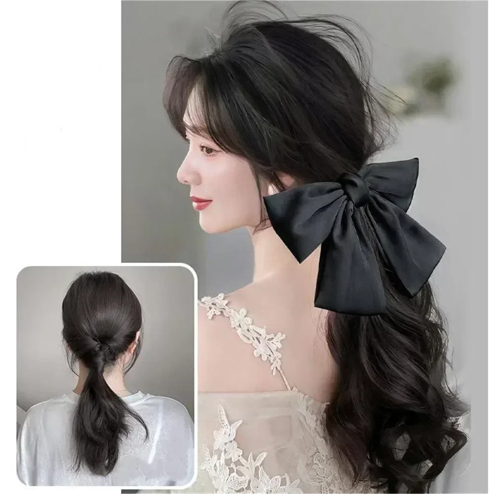 Ponytail Synthetic Wig Long Curly Hair Clip Simulated Transmission Sweet Bow Low Braid