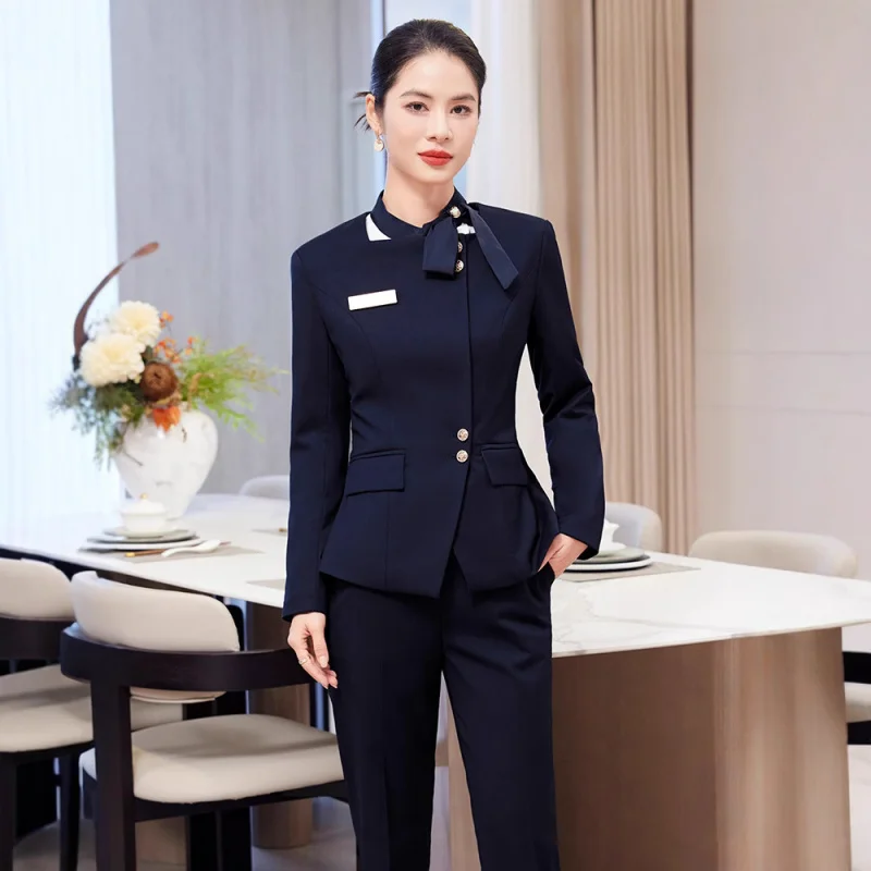 Professional Suit Set for Women Spring and Autumn New Style Flight Attendant Beauty Salon Hotel Front Desk Reception Workwear