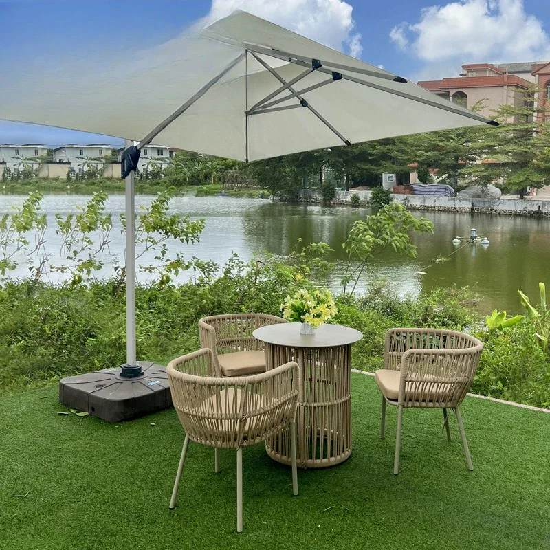 Tavolo e sedia da giardino per esterni, terrazza per il tempo libero, sedia in rattan, mobili per balcone all'aperto, tessitura di corda