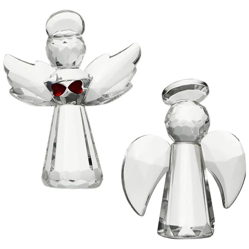 

2Pcs Angel Wing Sculpture Elegant Glass Ornament Flat Base for Desk Shelf Lovely Angel Decoration Memorial Statue