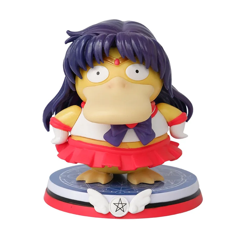 Pokémon Anime Action Figure, Psyduck Cos, Sailor Moon, Sailor Mercury, Kawaii Desenhos Animados Figurine, Modelo de PVC Brinquedo para o Miúdo, Presente, 13cm