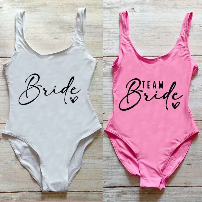 2024 New S-3XL Team Bride One-Piece Swimsuit Squad Woman Green Swimwear Bachelorette Party Swimsuits Beatchwear Bathing Suit