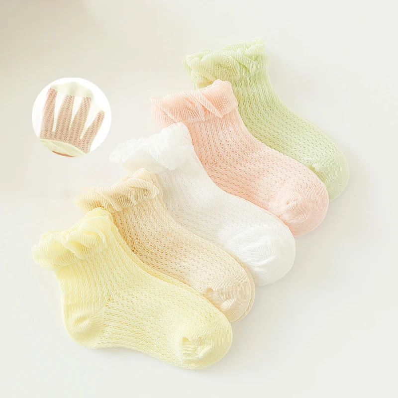 

3 Pairs/lot 0-3Y Baby Socks Summer Thin Breathable Newborn Kids Socks Middle Tube Pure Cotton Candy Color Children's Socks