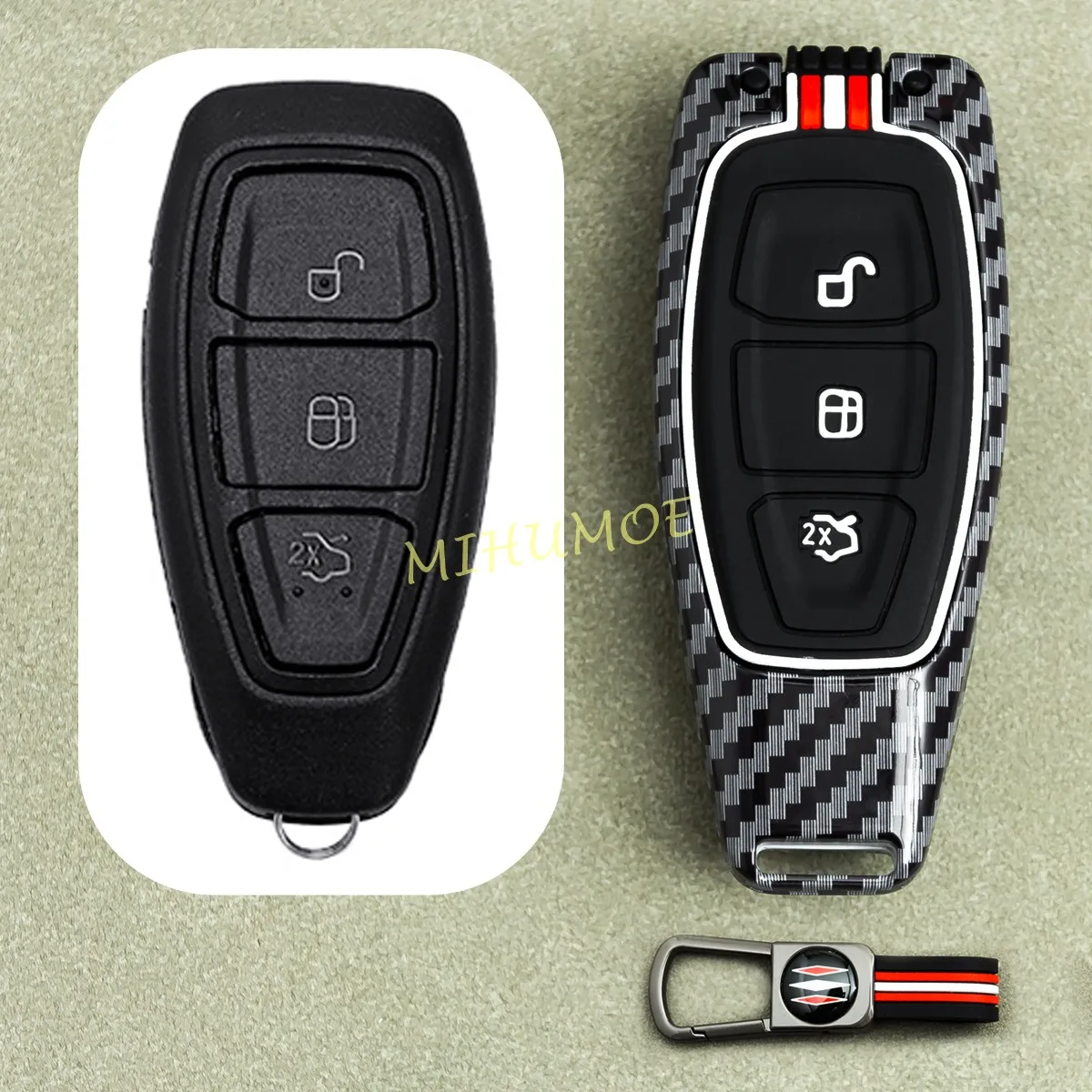 

Чехол для автомобильного ключа из цинкового сплава в стиле карбонового волокна для Ford Focus, Escape, Fiesta, Kuga, Ecosport 2013-2017 годов