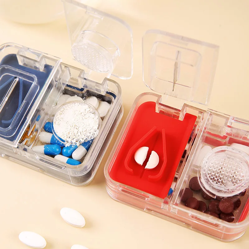 Medicine Box Pill Caplets Medicine Dose Tablet Cutter Splitter Divide Compartment Storage Box Portable Home Medicine Case Boxes