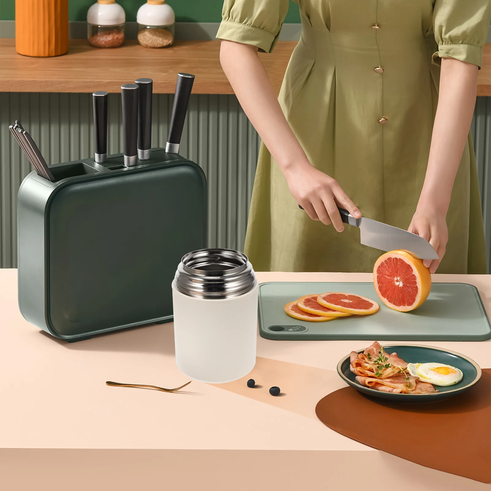 

Large-Capacity Bei Portable Insulated Food Jar With Handle Leak-Proof Thermal Container Stainless Steel Bento