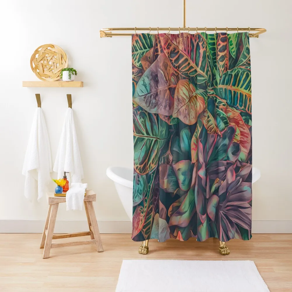 

Ti Leaf and Croton Shower Curtain In The Bathroom Anime Shower Bathroom Accessorys Waterproof Fabric Bathroom Curtain