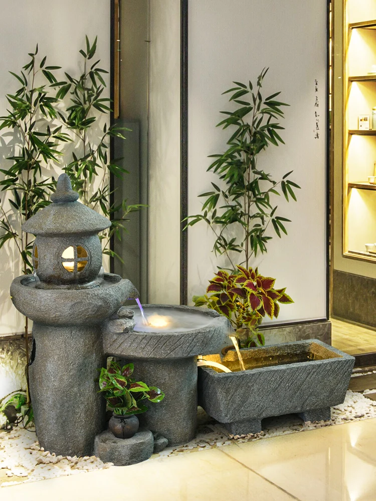 View balcony fish pond indoor landscape landscaping entrance terrace garden arrangement