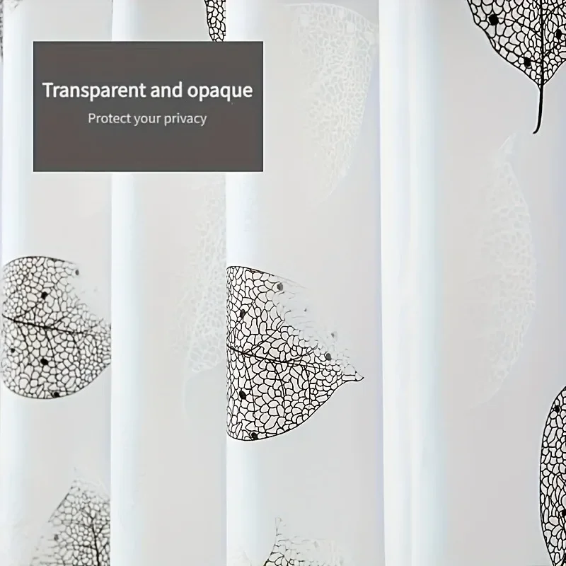 180X180CM Waterproof PEVA Shower Curtain Leaf Pattern Bath Curtain with Hooks Home Bathroom Decor