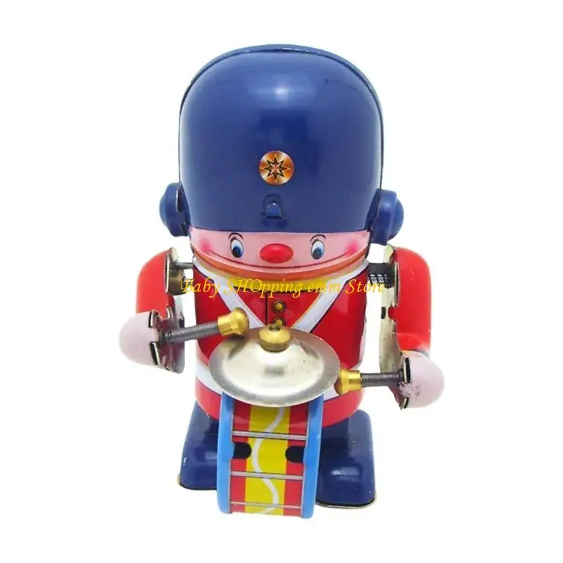 23GD Tinplate Drummer Robot Toy تصميم فريد من نوعه للبالغين والأطفال لعبة ميكانيكية عتيقة