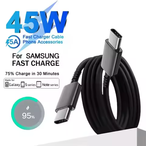 5A 45W PD Super Fast Charge Type C to Type C Cable For Samsung S21 FE S22 S23 S24 S25 Note 20 Ultra A34 A53 A54 A55 Phone Cables