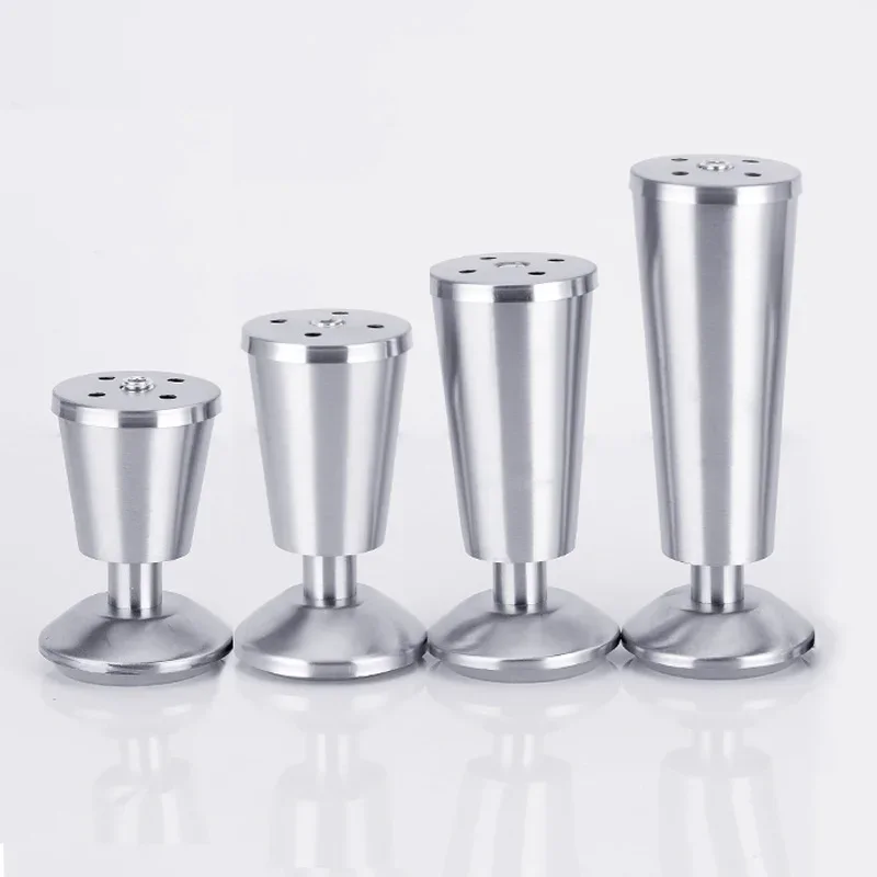 4PCS/Lot Stainless Steel Adjustable Furniture Legs Cabinet Foot Legs Cabinet Sofa Bed Feet Support, 15/12/10/8cm High, Brushed