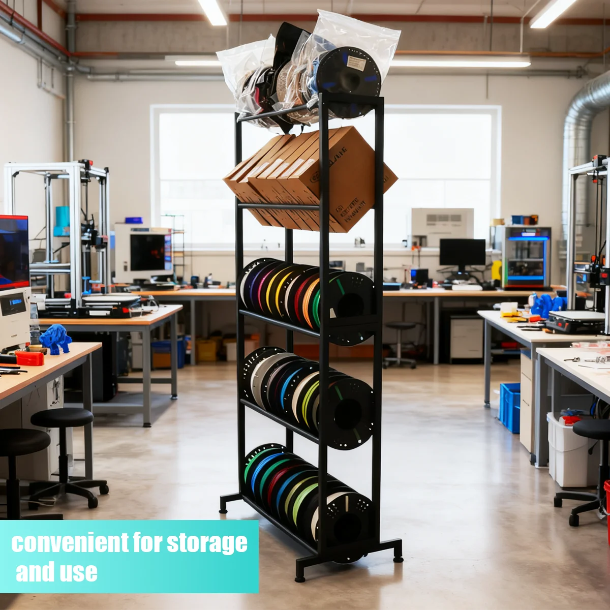 Scaffale porta filamenti per stampa 3D a 5 livelli, può contenere 50 rotoli, organizer per materiali per stampanti 3D