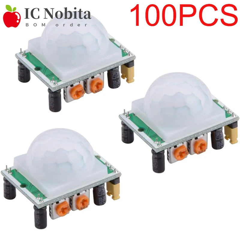 100PCS HC-SR501 Adjust IR Pyroelectric Infrared Mini PIR module Motion Sensor Detector Module Bracket For Arduino