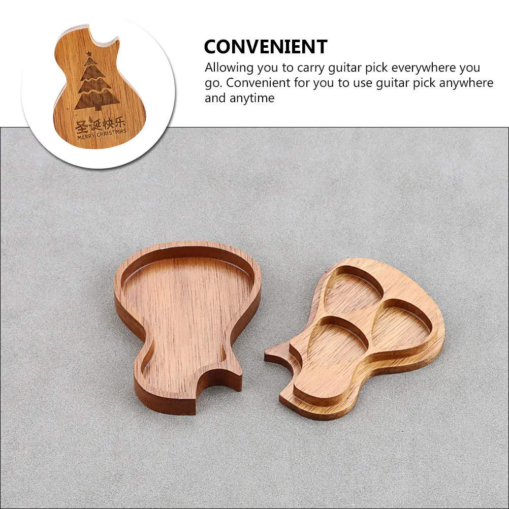

Christmas Tree Guitar Picks Storage Container Holder Case Display Wooden Mini