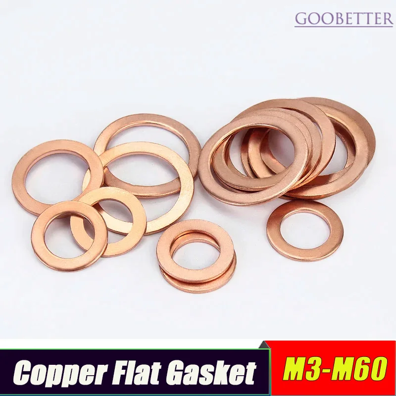 Red Copper Washer/O-Ring/Flat Seal - High Temperature & Leak-Proof for Automotive Oil Pan Plug, Marine/Instrument Sealing Gasket