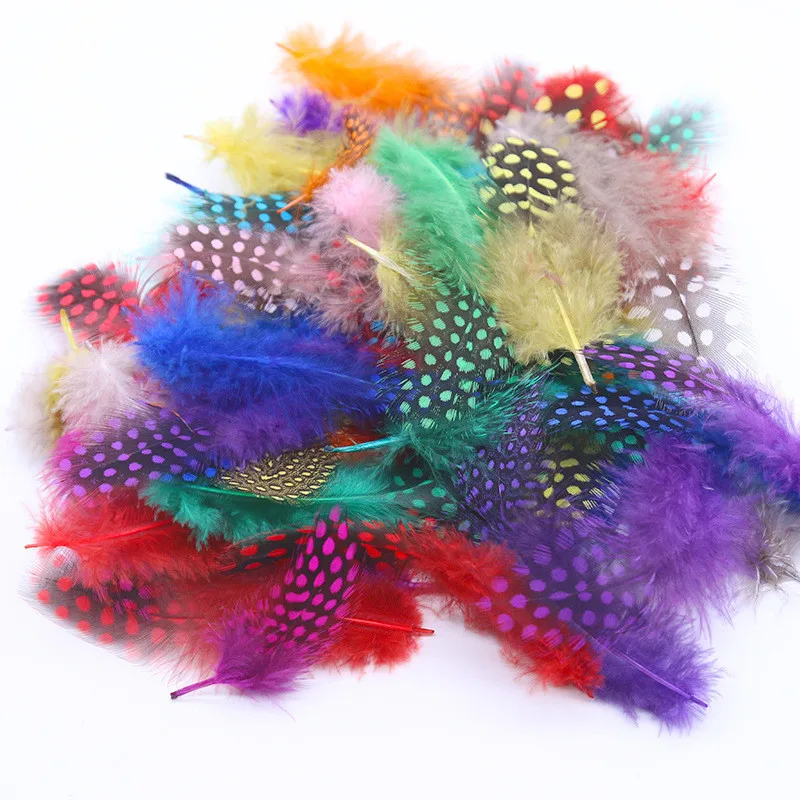 Natural Feathers Multicolor 4.5-8cm 2-4 Inch Pearl Spotted Chicken Feather Plume for Crafts DIY Jewelry Accessories Plumes