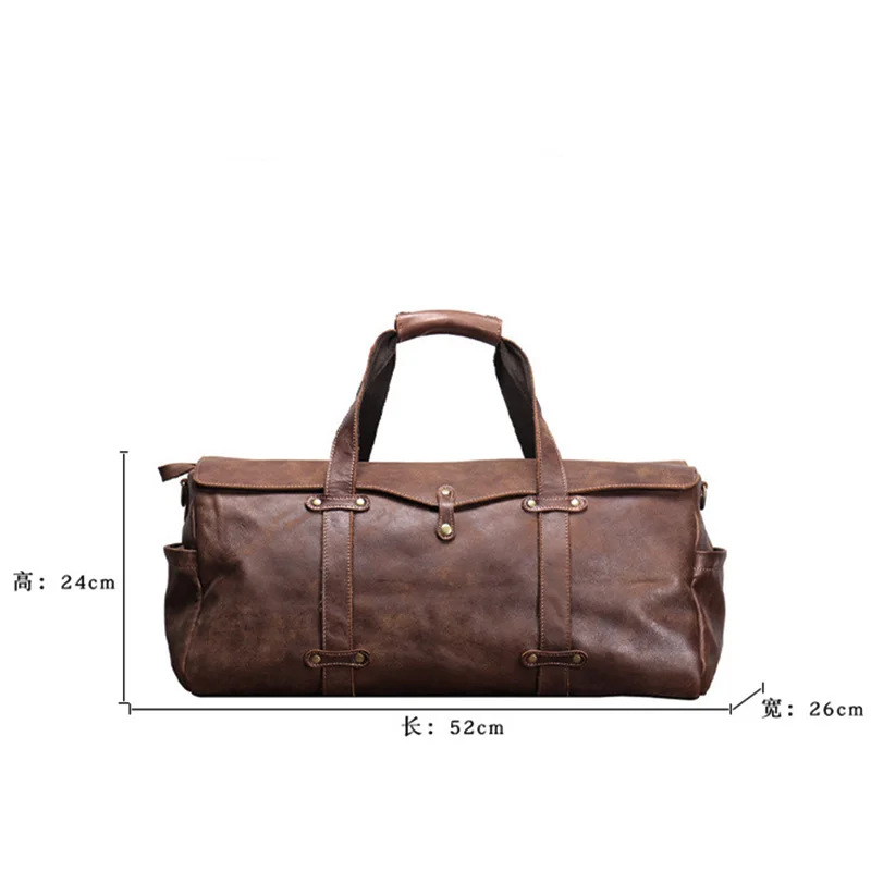 Imagem -06 - Bolsa de Couro Fosco Curta Viagem Bolsa de Viagem Masculina Couro de Cabeça Vintage Textura Horizontal Bolsa Crossbody