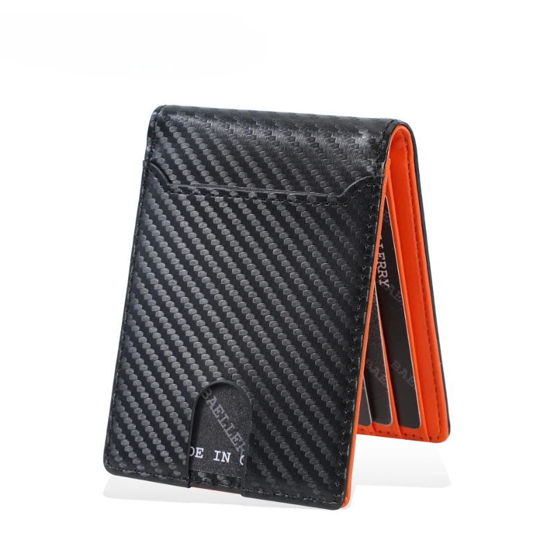 New Carbon Fiber Mens Wallet Thin Credit Card Case Multiple Card Slots ID Holder Business Card Organizer PU Leather