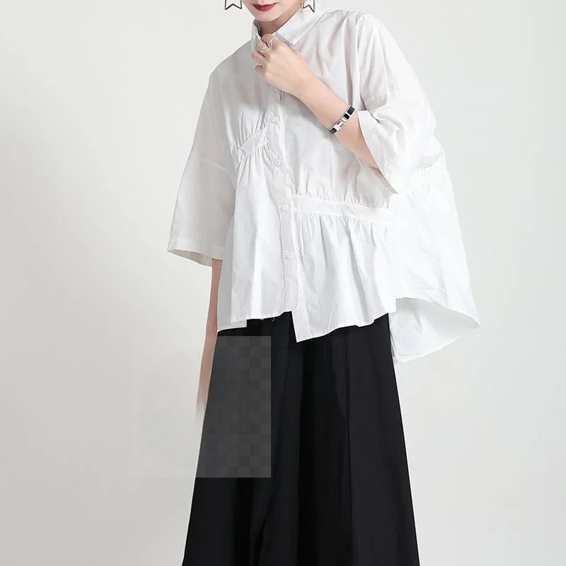 

Vintage Hong Kong Sle Loose Fit Women's Summer irt Large Floral Print Casual Ele Faionable Ladies' Blouse