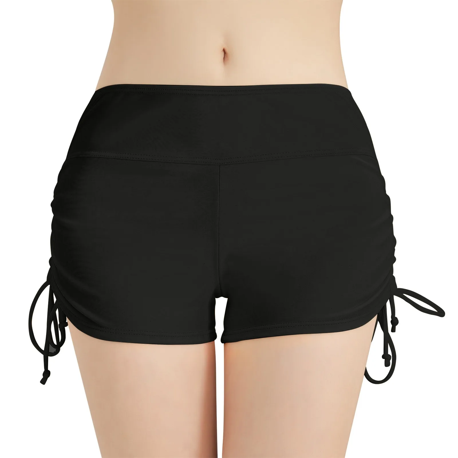 Dames badpak slipje badmode strandshorts hoge taille zijkanten verstelbaar trekkoord stretch sportbadpak tankini bodems