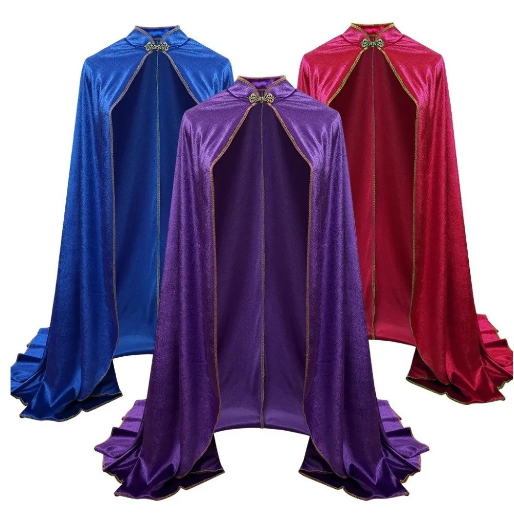 Golden Trim Halloween Cloak Washable Durable Solid Color Gothic Costume Cape Comfortable Fit Spooky Cosplay Outfits Velvet Cape