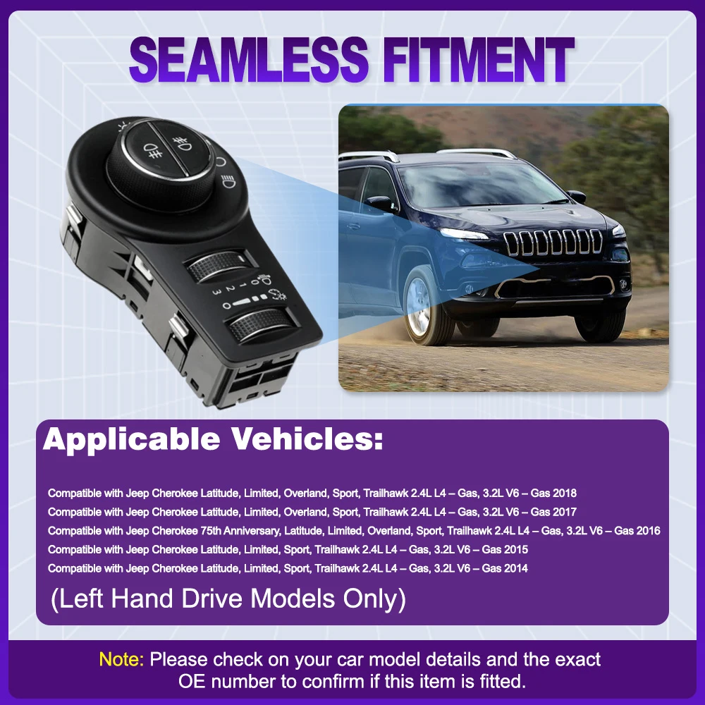 

Car Headlight Fog Light Switch for Jeep Cherokee 2014 2015 2016 2017 2018 68156006AB 68156006AA