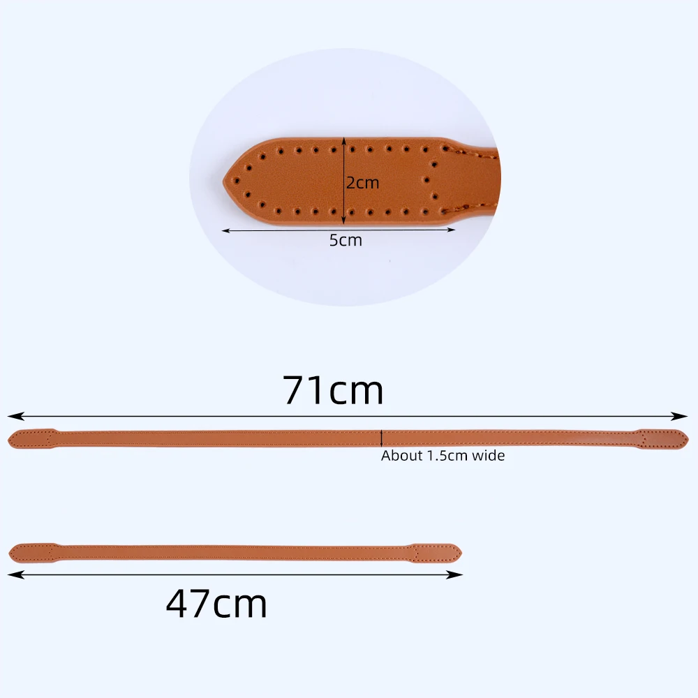 1 Pair of Hand Stitched Genuine Leather Bags Straps Single Shoulder Underarm Handles Replacement Accessories
