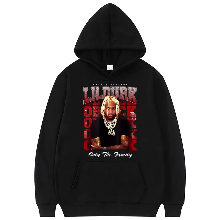 

Saints Vintage Lil Durk Only The Family Graphic Hoodie Men's Vintage Trend Sweatshirt Men Women Hip Hop Rap Oversized Hoodies