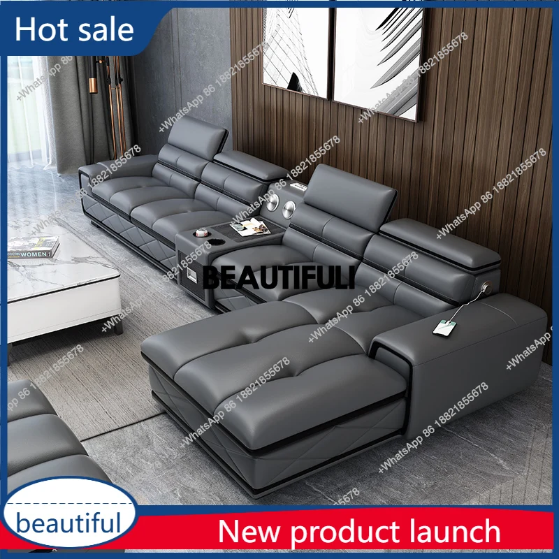 

A38 Современные секционные диваны из натуральной кожи Диваны с USB-зарядкой и Bluetooth-динамиком - MINGDIBAO Furni для гостиной