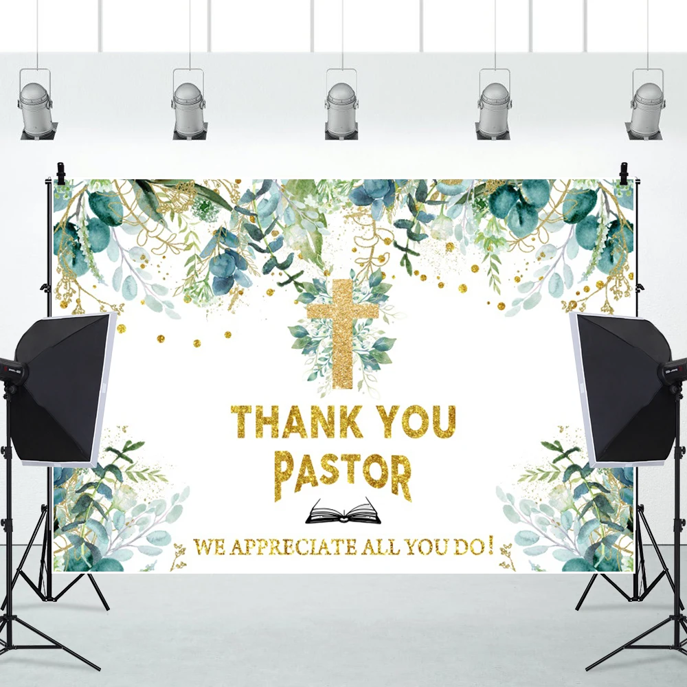 خلفية التصوير الفوتوغرافي للمناولة المقدسة الأولى شكرًا القس الذهب الصليب الأخضر ورقة الطفل المعمودية ديكور حفلات تبادل لاطلاق النار الخلفيات