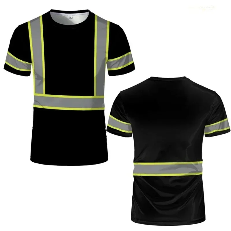 2026 Summer 3D Print Sport Quick-dry Breathable Men T-Shirt Street Fitness Training Safety Work Uniform Short Sleeve Clothing