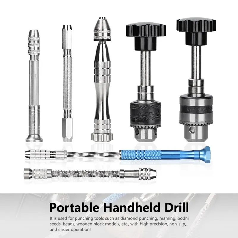 Hampton Micro Aluminium Handbohrmaschine Bohrfutter Schmuck Handwerk Hand Pin Lochbohrer für Holzbearbeitung Drehwerkzeuge Bohrfutter Hand – Detail 4