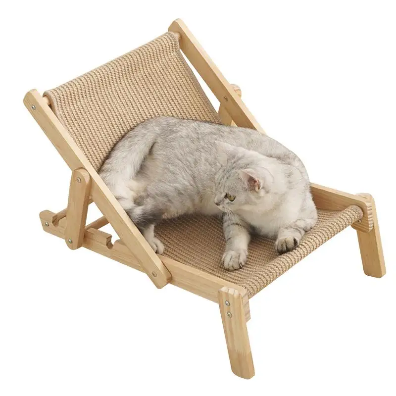 

Mini Sisal Chair Cat Scratcher Sisal Scratcher Beach Chair Elevated Bed Adjustable Natural Wooden Removable With Sisal Pads