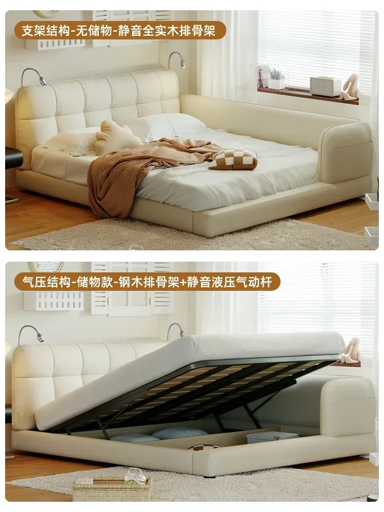 Extreme Modern Minimalist Leather Bed Pneumatic High Box Storage