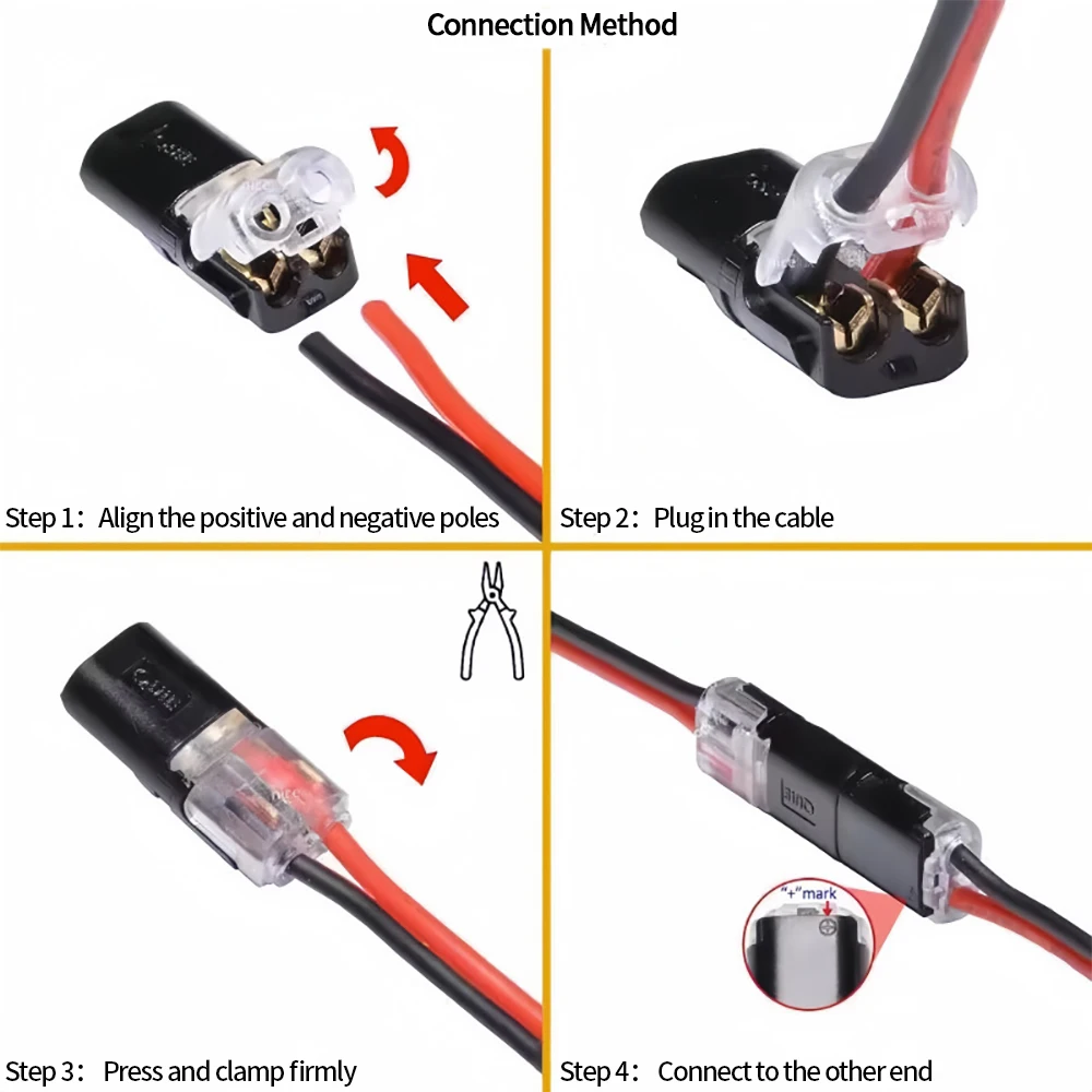 10pcs 2 Pin 2 Way Plug Waterproof Electrical Connector Pluggable LED Wire Connector Universal Compact Wire Terminal for Car