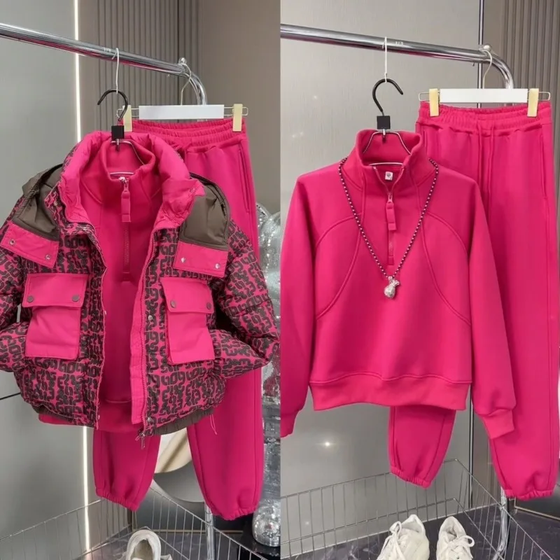 

Новый комбинированный модный тренд из трех предметов, персонализированная одежда, хлопковая одежда, флисовый свитер, спортивные штаны, универсальный комбинированный комплект