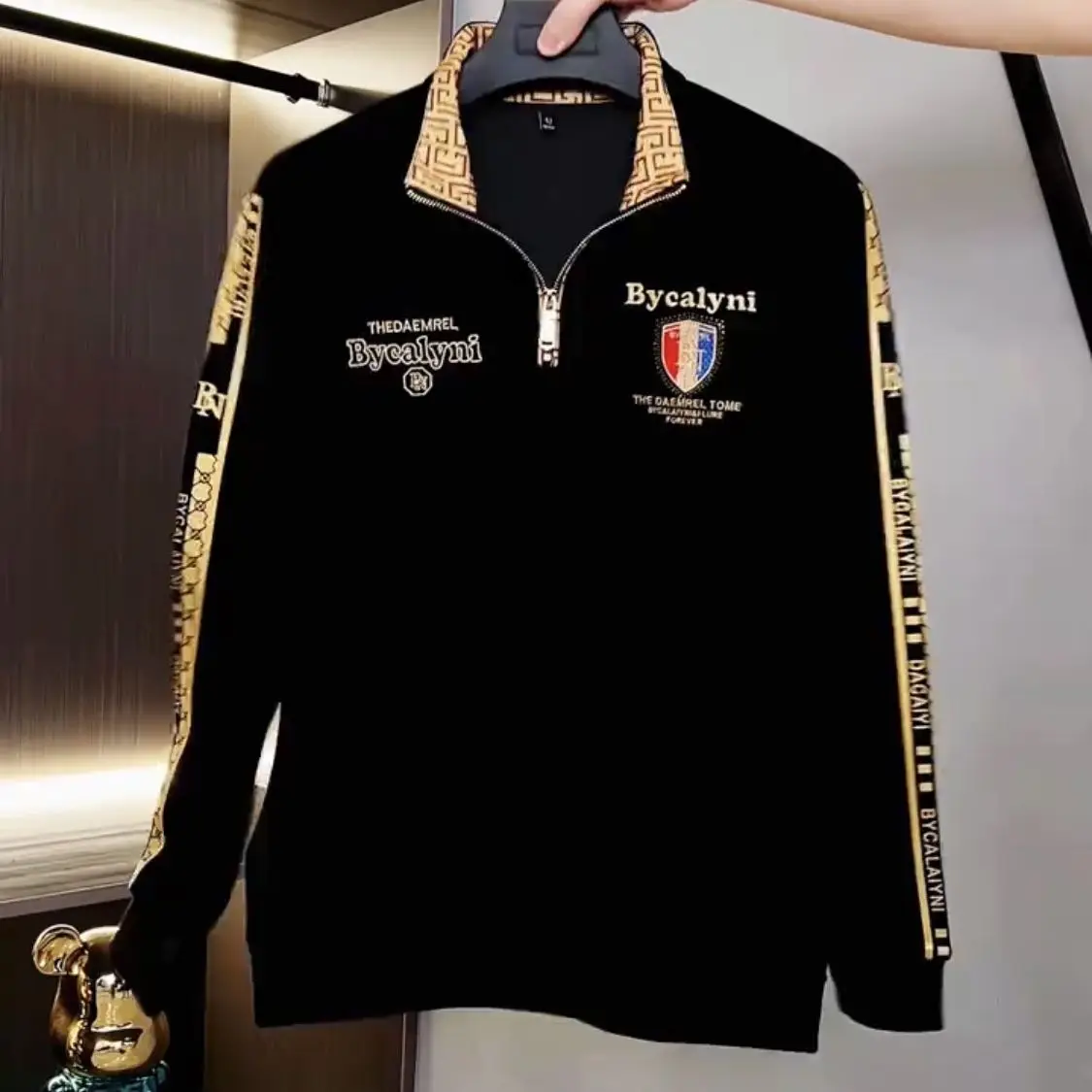 

Новый легкий роскошный свитер с длинными рукавами и воротником-стойкой, мужской простой повседневный модный тонкий топ в стиле интернет-знаменитостей