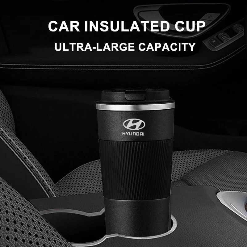 For Hyundai Tucson Solaris Creta Ix35 Veloster Car Stainless Steel Coffee Cup Thermal Mug Non-slip Travel Car Insulated Bottle