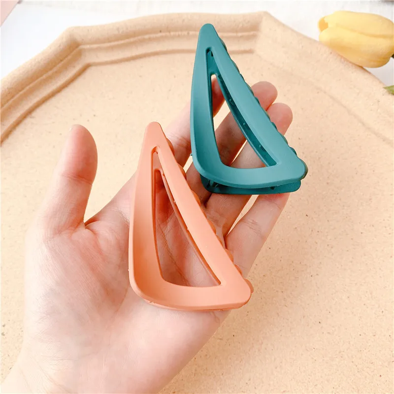 AISHG Simple Style Triangular Hair Clips Frosted Hollow Design Hairpin Women Korean Head Back Cawl Clips Girls Hair Accessories