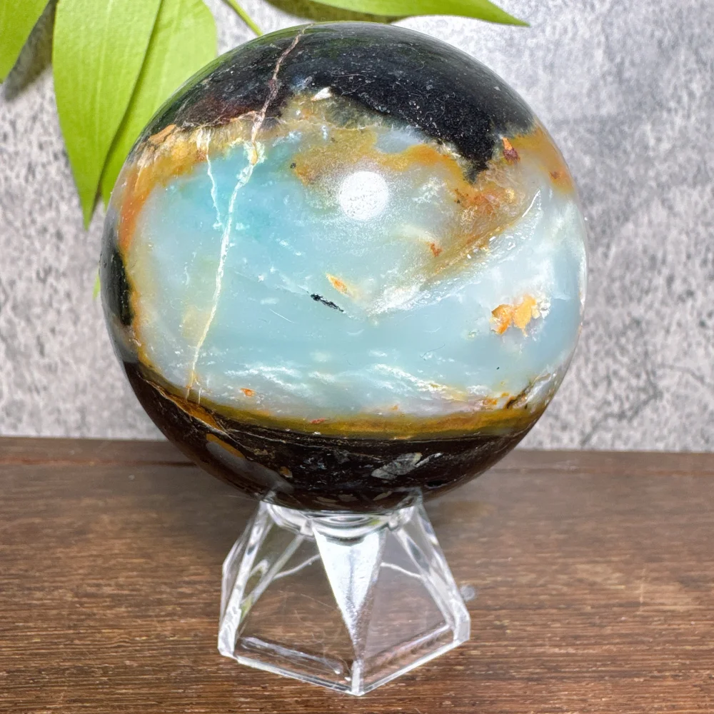 Natural Blue Yellow Caribbean Calcite Sphere Raw Stone Healing Crystal Reiki Energy Home Decor