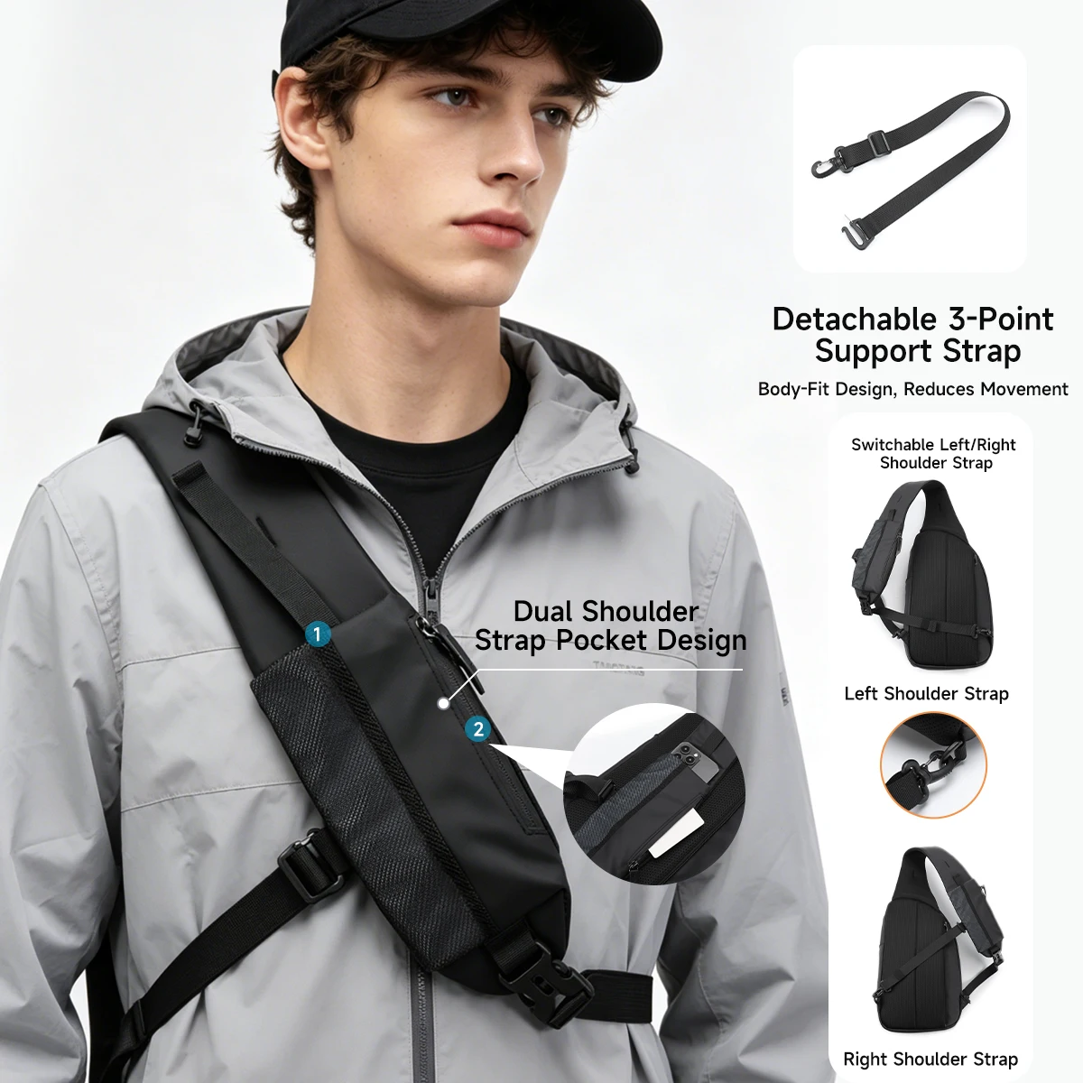 Bolsa de ombro masculina da moda Tigernu, bolsa de viagem para homens, bolsa resistente à água, bolsa transversal de grande capacidade, bolsa para iPad de 11 polegadas