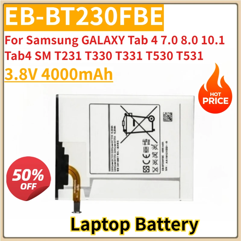 

New Replacement Laptop Battery 3.8V 4000mAh EB-BT230FBE for Samsung GALAXY Tab 4 7.0 8.0 10.1 Tab4 SM T231 T330 T331 T530 T531