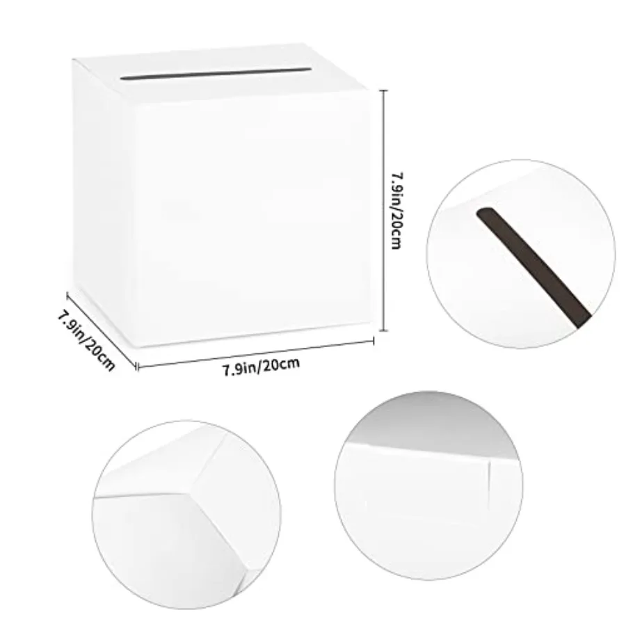 Boîte à cartes blanche pour faveurs de mariage, boîte postale en carton, support de récupération d'argent pour réception de mariage, fête prénatale, anniversaire Birt