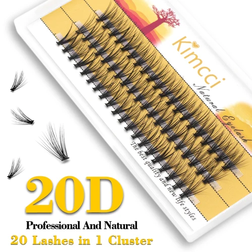 Kimcci-extensiones de pestañas individuales de visón, pestañas postizas 20D, volumen ruso, maquillaje de imitación Natural, Super Bundles, 20P