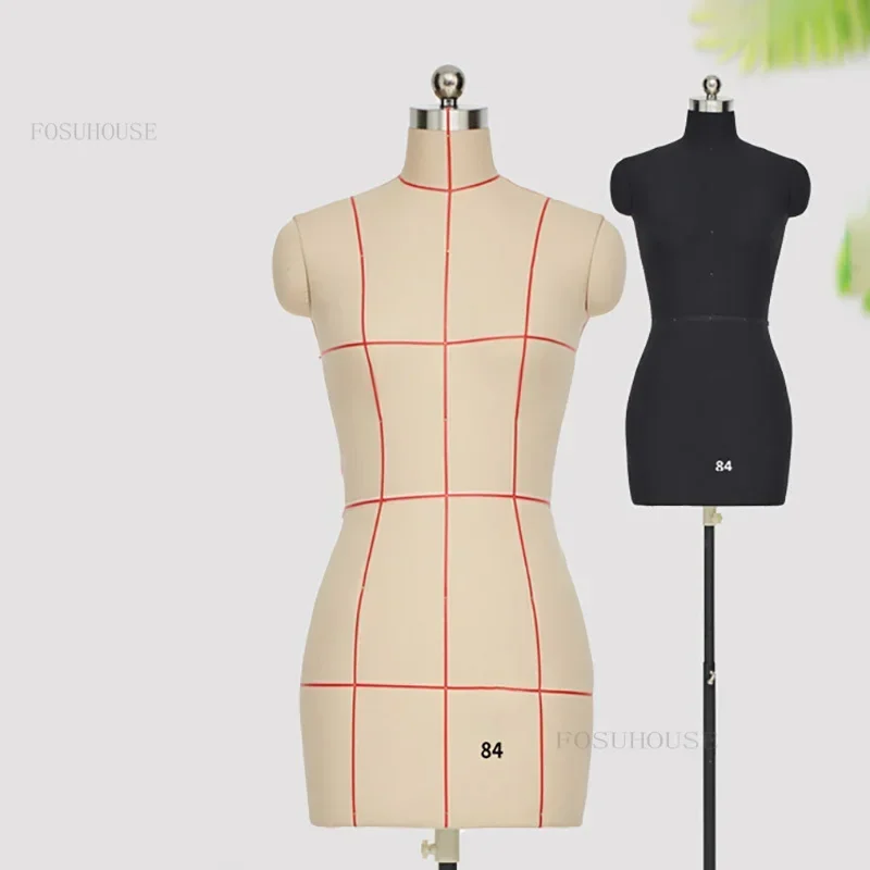 المنزلية الإناث نصف طول العارضات تصميم النمذجة الملابس المعرضة DIY بها بنفسك لوازم الخياطة الملابس مع رف شاشة معدني G