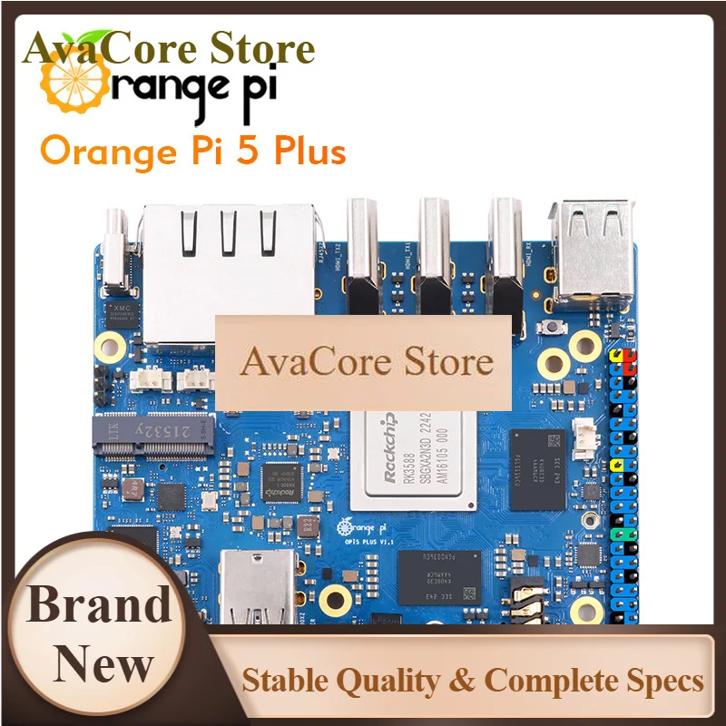 AvaCoreOrange Pi 5 Plus 16GB RK3588 2.4G Dual Ethernet Ports With PCIE Computer Run Android Ubuntu Debian OS Development Single